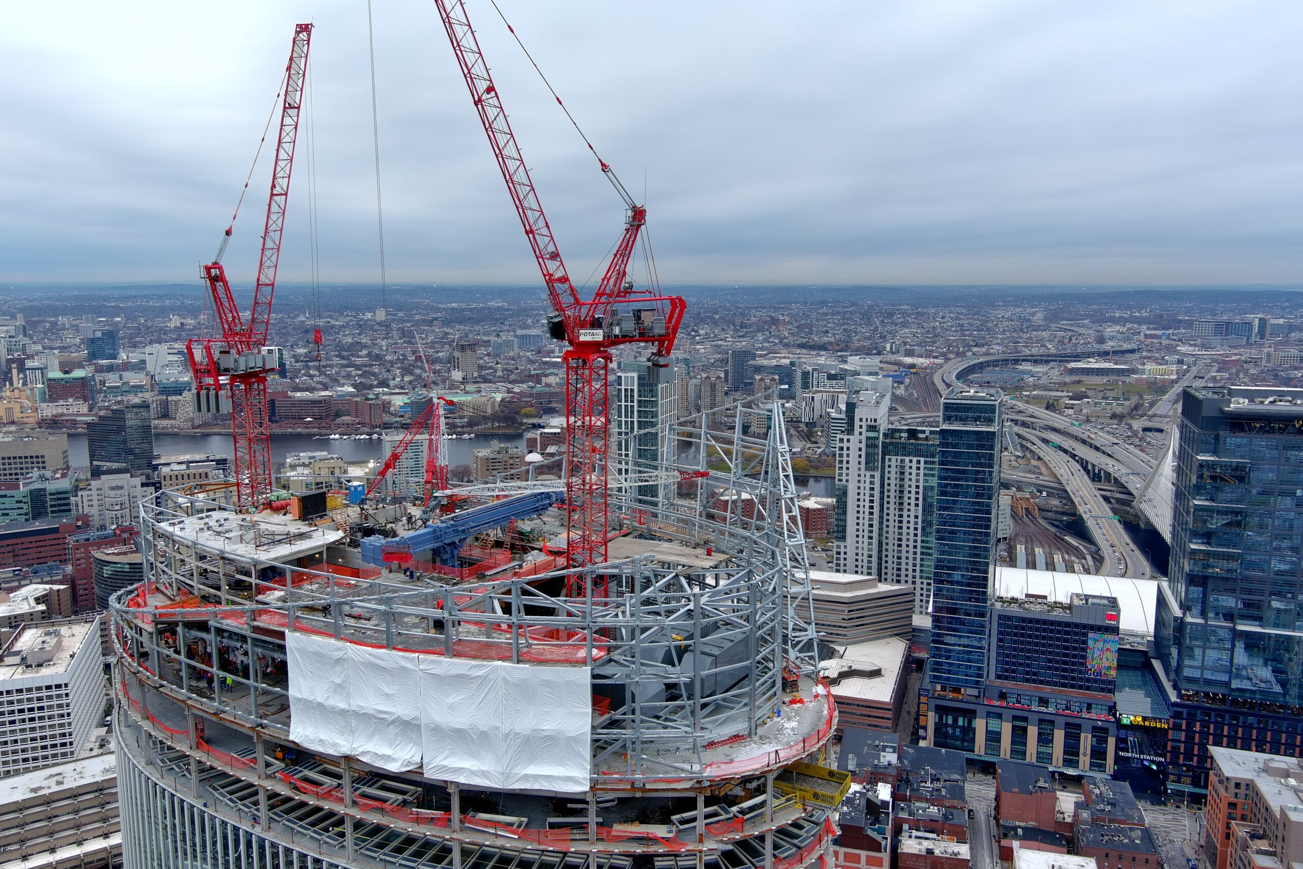 Potain Tower Cranes at Work to Build Boston One Congress Tower